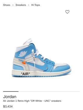 Nike Air Jordan 1 Retro High 'Off-White' UNC White and University Blue